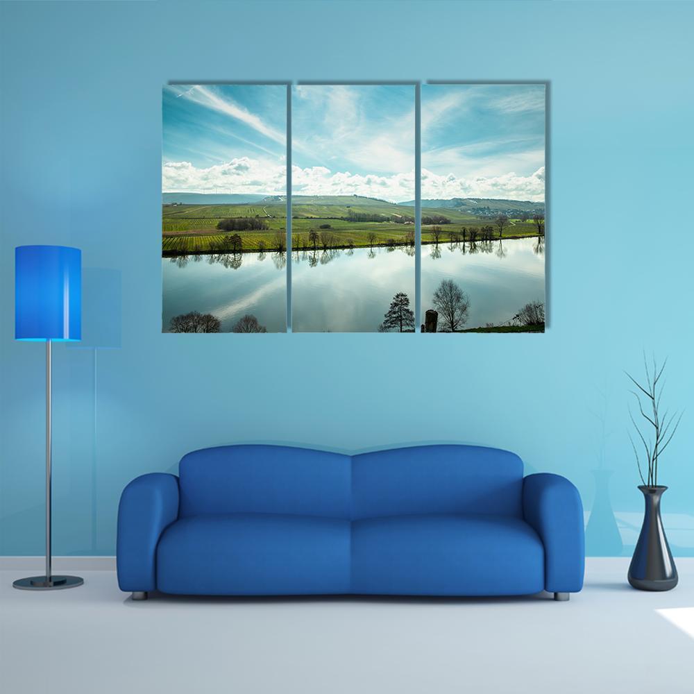 River in Germany Canvas Wall Art-3 Horizontal-Gallery Wrap-37" x 24"-Tiaracle
