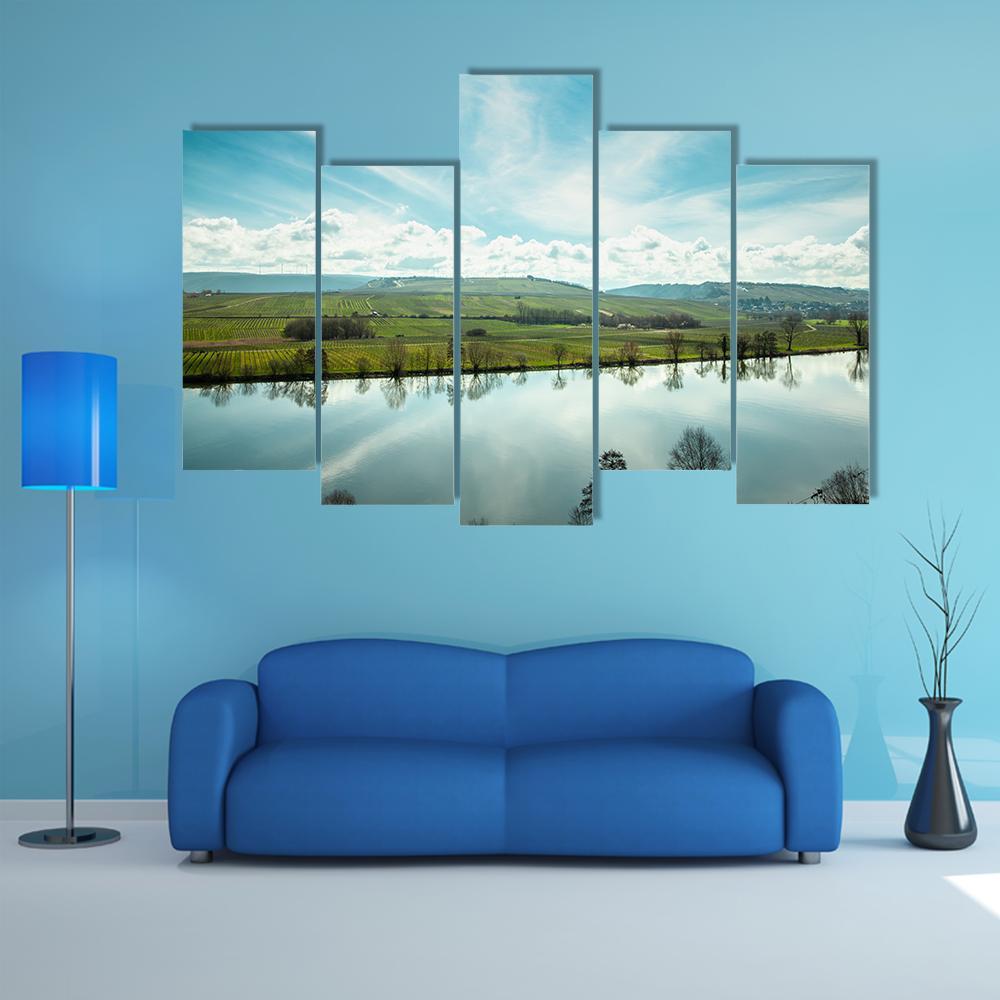 River in Germany Canvas Wall Art-5 Pop-Gallery Wrap-47" x 32"-Tiaracle