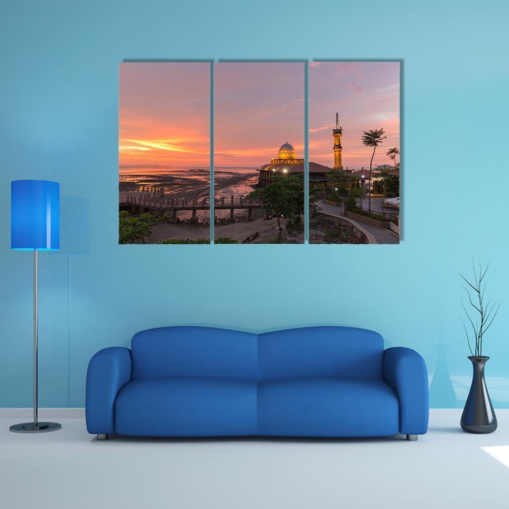 Mosque Al-Hussain Canvas Wall Art-3 Horizontal-Gallery Wrap-37" x 24"-Tiaracle