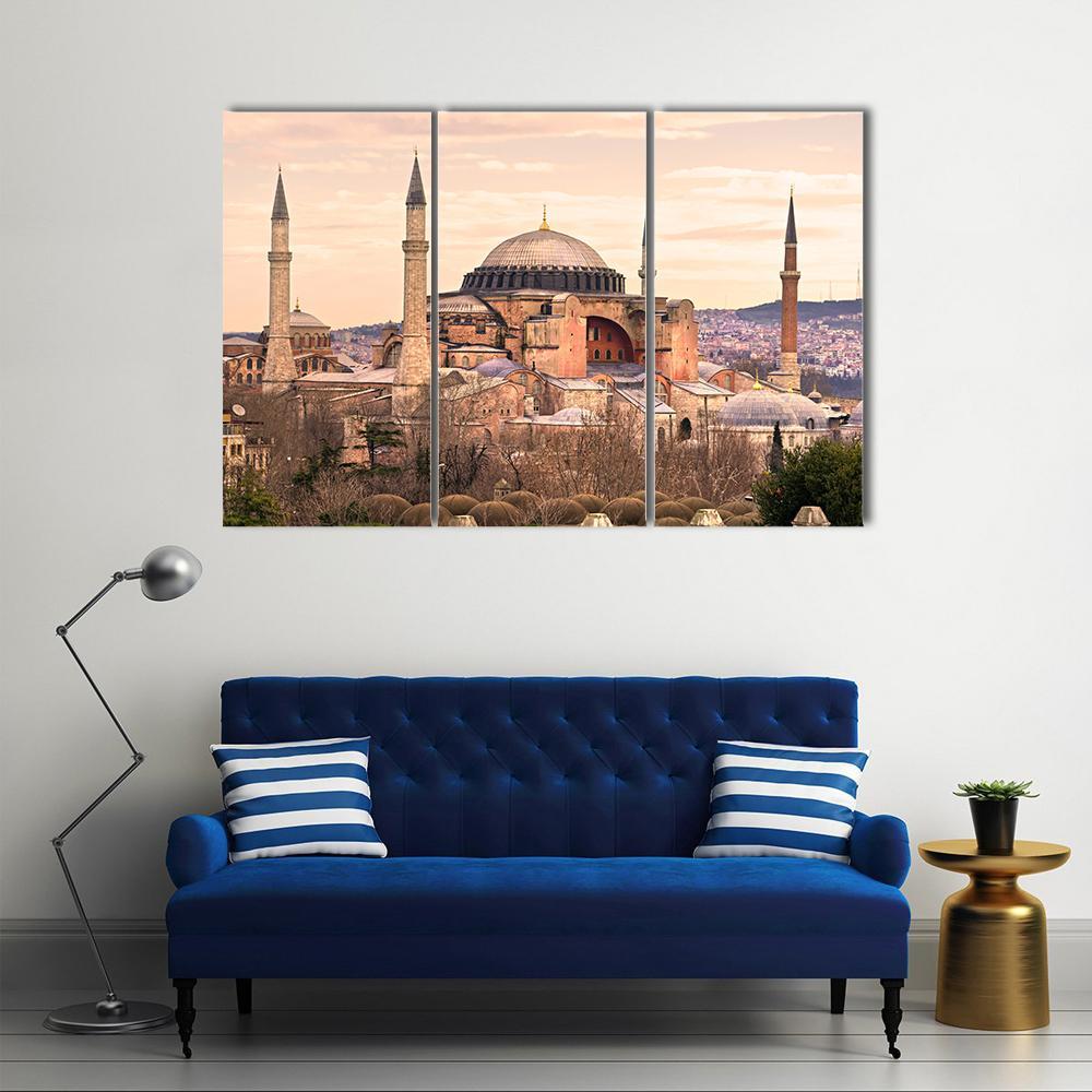 Mosque Hagia Sophia Canvas Wall Art-3 Horizontal-Gallery Wrap-37" x 24"-Tiaracle