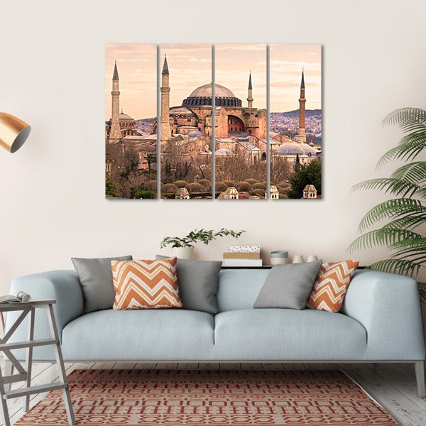 Mosque Hagia Sophia Canvas Wall Art-4 Horizontal-Gallery Wrap-34" x 24"-Tiaracle