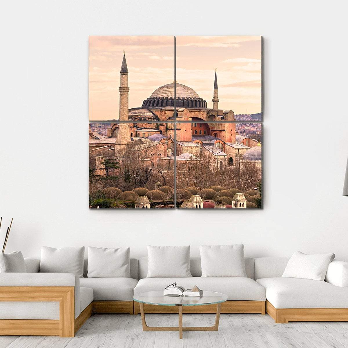 Mosque Hagia Sophia Canvas Wall Art-4 Square-Gallery Wrap-17" x 17"-Tiaracle