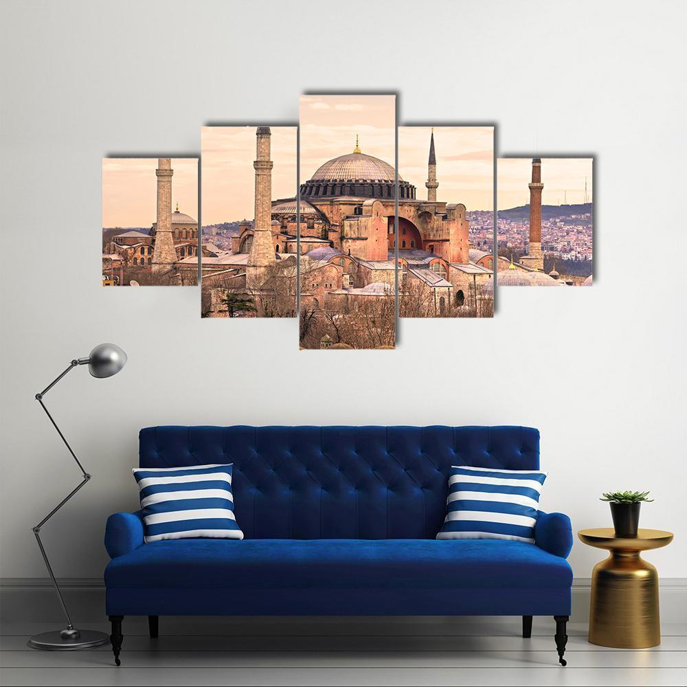 Mosque Hagia Sophia Canvas Wall Art-5 Star-Gallery Wrap-62" x 32"-Tiaracle