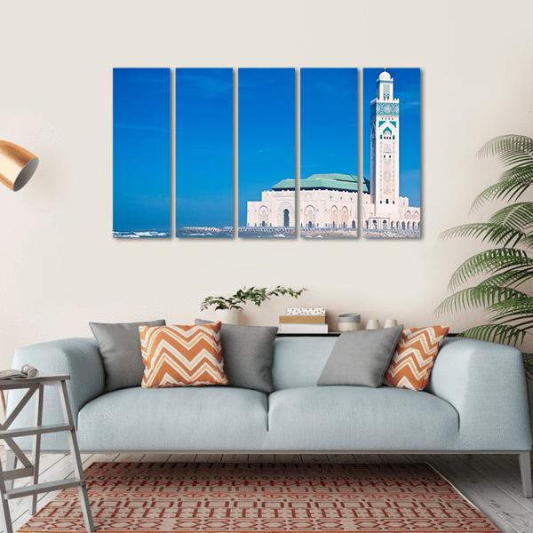 Hassan II Mosque Canvas Wall Art-5 Horizontal-Gallery Wrap-22" x 12"-Tiaracle