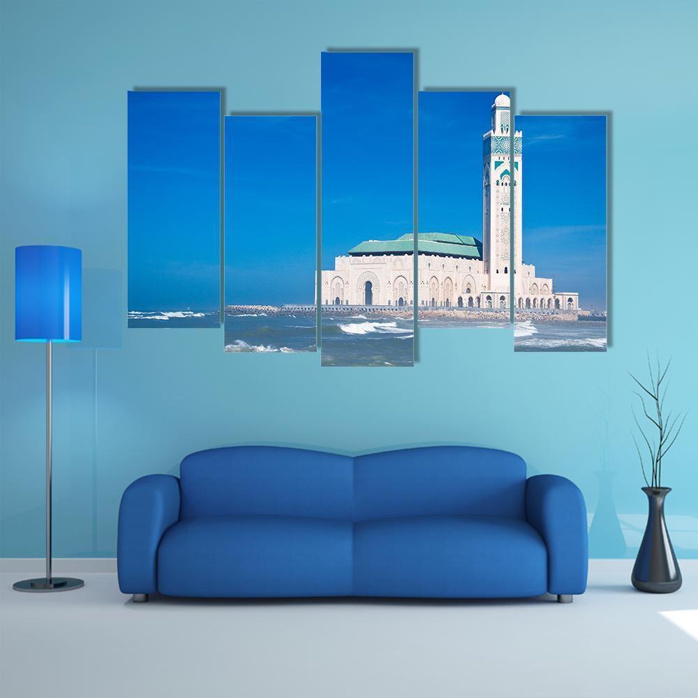 Hassan II Mosque Canvas Wall Art-5 Pop-Gallery Wrap-47" x 32"-Tiaracle