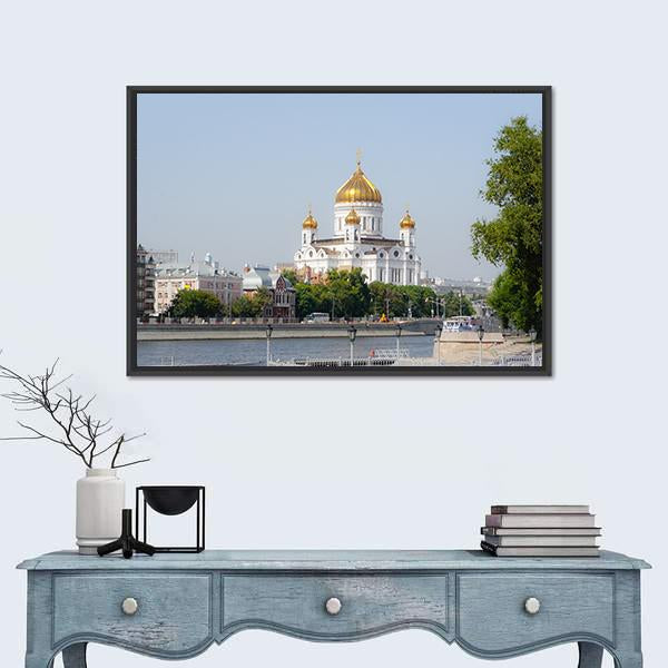 Mosque In Moscow Canvas Wall Art-1 Piece-Floating Frame-24" x 16"-Tiaracle