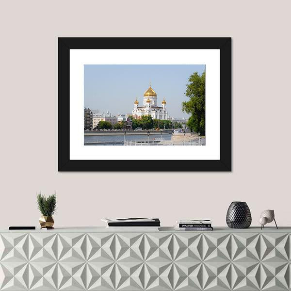 Mosque In Moscow Canvas Wall Art-1 Piece-Framed Print-20" x 16"-Tiaracle
