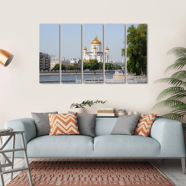 Mosque In Moscow Canvas Wall Art-5 Horizontal-Gallery Wrap-22" x 12"-Tiaracle
