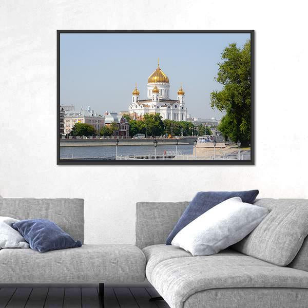 Mosque In Moscow Canvas Wall Art-3 Horizontal-Gallery Wrap-25" x 16"-Tiaracle