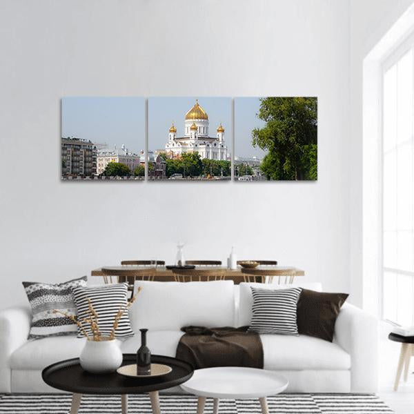 Mosque In Moscow Panoramic Canvas Wall Art-3 Piece-25" x 08"-Tiaracle