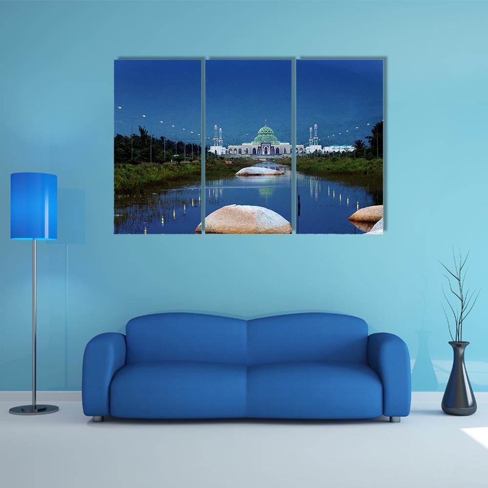 Mosque In Natuna Canvas Wall Art-3 Horizontal-Gallery Wrap-37" x 24"-Tiaracle