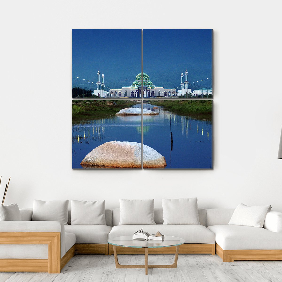 Mosque In Natuna Canvas Wall Art-4 Square-Gallery Wrap-17" x 17"-Tiaracle