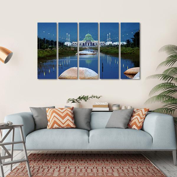 Mosque In Natuna Canvas Wall Art-5 Horizontal-Gallery Wrap-22" x 12"-Tiaracle