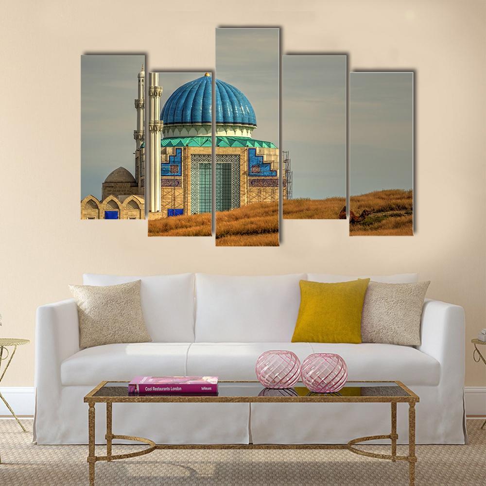 Mosque In Turkistan Canvas Wall Art-5 Pop-Gallery Wrap-47" x 32"-Tiaracle