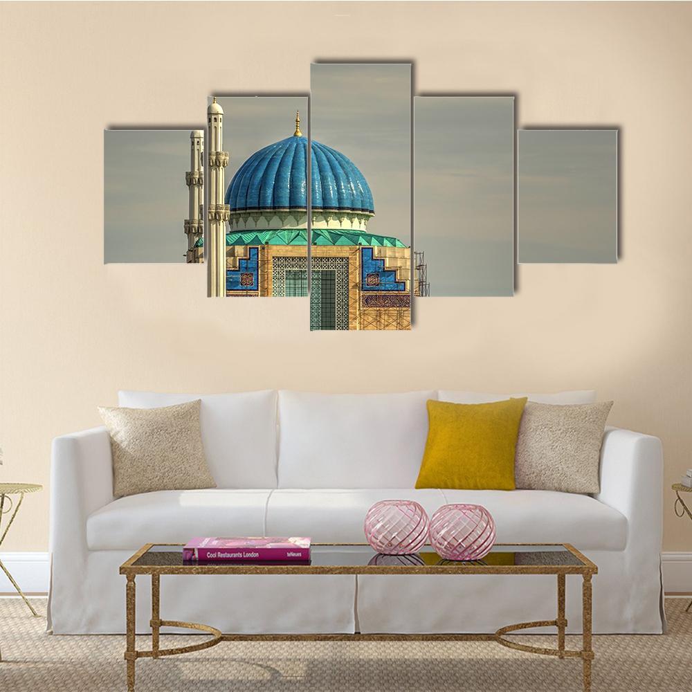 Mosque In Turkistan Canvas Wall Art-5 Star-Gallery Wrap-62" x 32"-Tiaracle