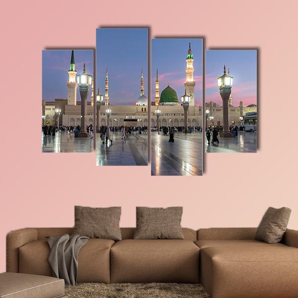 Prophet's Mosque Medina Canvas Wall Art-4 Pop-Gallery Wrap-50" x 32"-Tiaracle