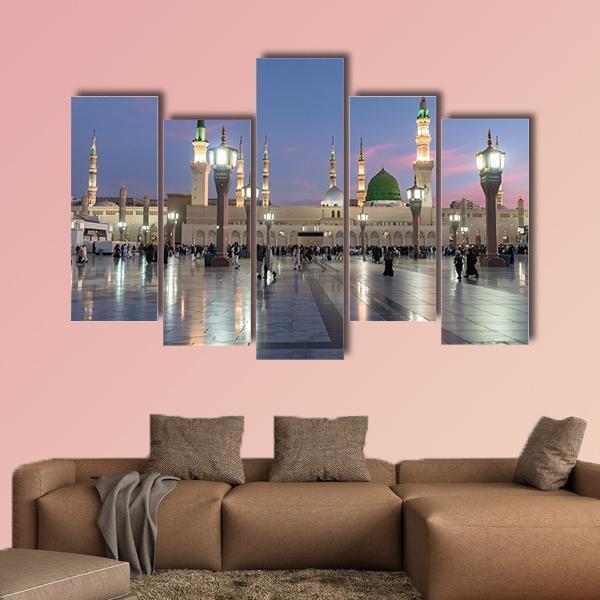 Prophet's Mosque Medina Canvas Wall Art-5 Pop-Gallery Wrap-47" x 32"-Tiaracle