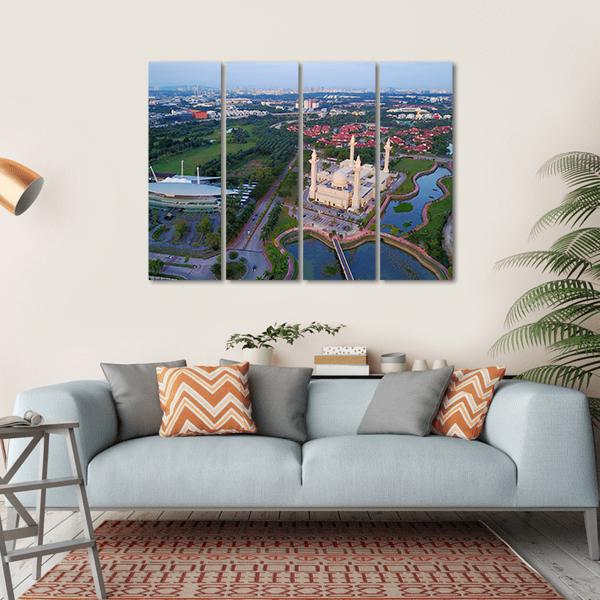 Mosque Shah Alam Canvas Wall Art-4 Horizontal-Gallery Wrap-34" x 24"-Tiaracle