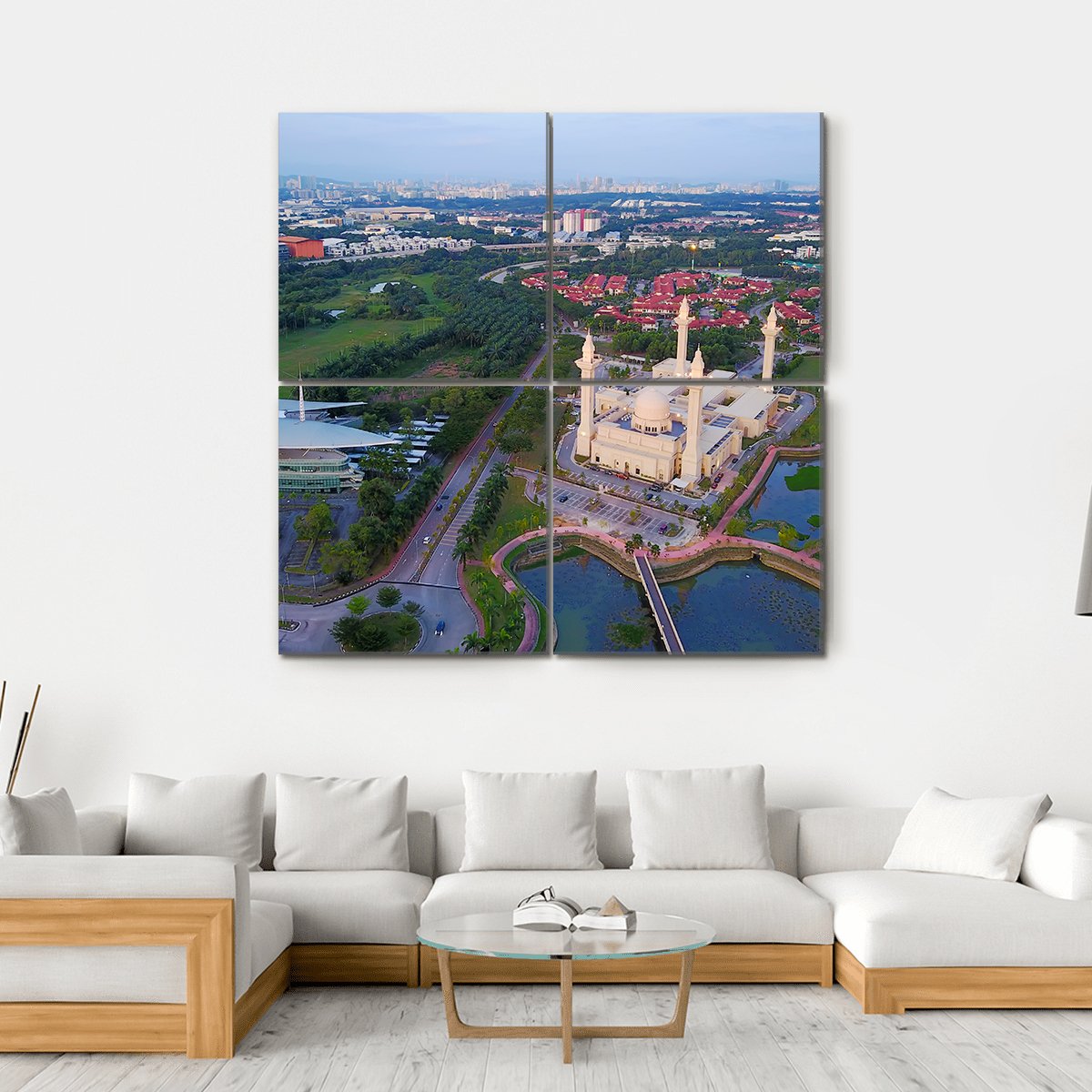 Mosque Shah Alam Canvas Wall Art-4 Square-Gallery Wrap-17" x 17"-Tiaracle