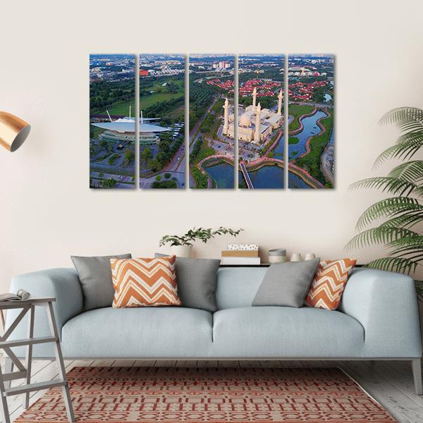 Mosque Shah Alam Canvas Wall Art-5 Horizontal-Gallery Wrap-22" x 12"-Tiaracle