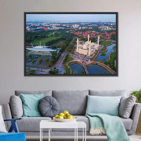 Mosque Shah Alam Canvas Wall Art-3 Horizontal-Gallery Wrap-25" x 16"-Tiaracle