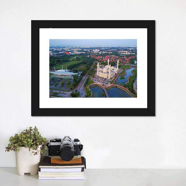 Mosque Shah Alam Canvas Wall Art-1 Piece-Framed Print-20" x 16"-Tiaracle