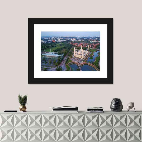 Mosque Shah Alam Panoramic Canvas Wall Art-1 Piece-36" x 12"-Tiaracle