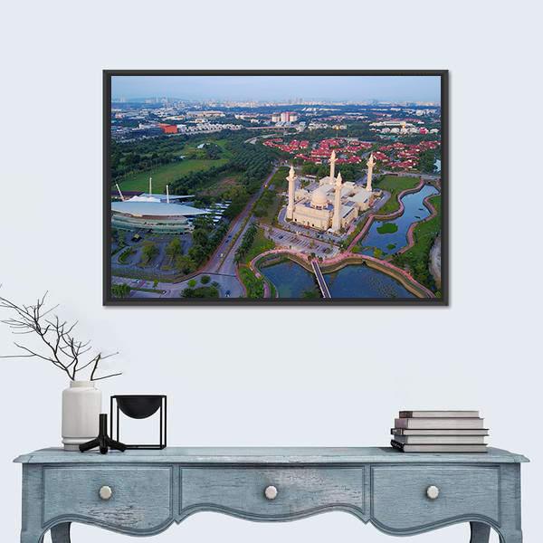 Mosque Shah Alam Panoramic Canvas Wall Art-1 Piece-36" x 12"-Tiaracle