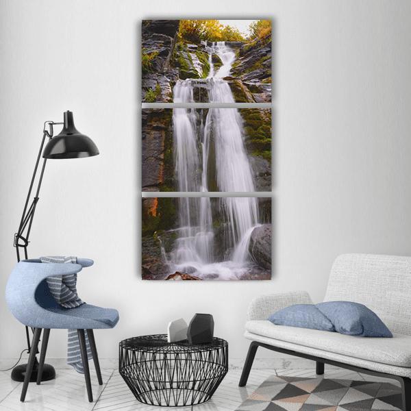 Moss Waterfall In Australia Vertical Canvas Wall Art-3 Vertical-Gallery Wrap-12" x 25"-Tiaracle