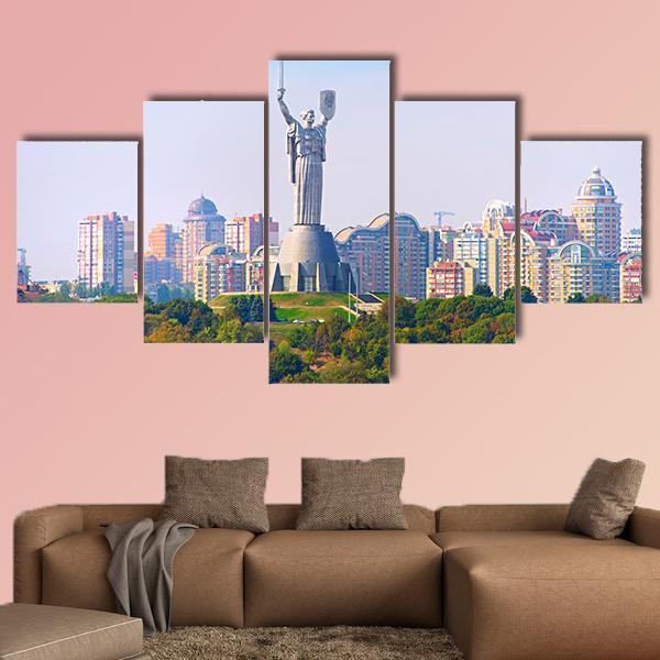 Motherland Statue In Ukraine Canvas Wall Art-5 Star-Gallery Wrap-62" x 32"-Tiaracle
