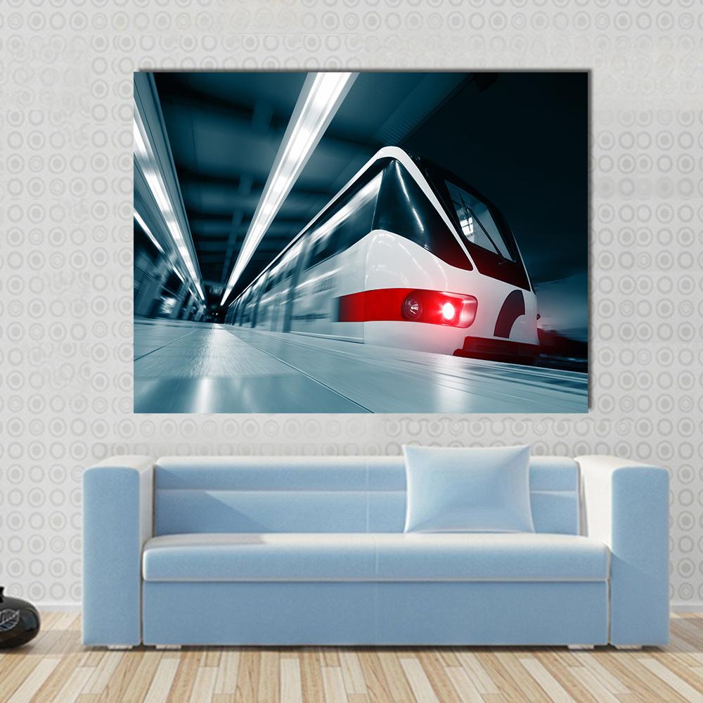 Motion Blurred Train Canvas Wall Art-1 Piece-Gallery Wrap-48" x 32"-Tiaracle
