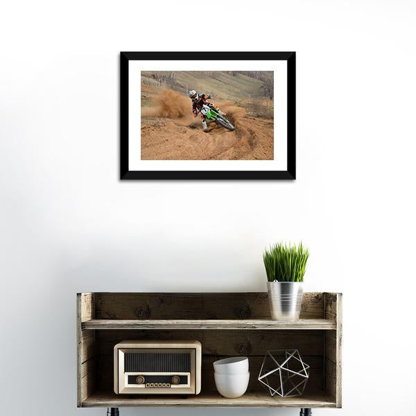 Motocross Rider Canvas Wall Art-1 Piece-Framed Print-20" x 16"-Tiaracle