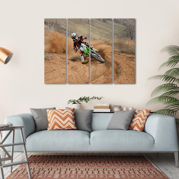 Motocross Rider Canvas Wall Art-4 Horizontal-Gallery Wrap-34" x 24"-Tiaracle