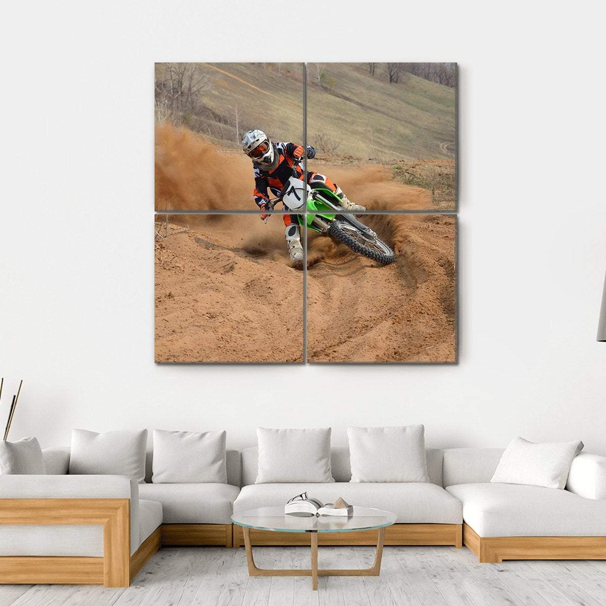 Motocross Rider Canvas Wall Art-4 Square-Gallery Wrap-17" x 17"-Tiaracle