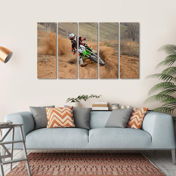 Motocross Rider Canvas Wall Art-5 Horizontal-Gallery Wrap-22" x 12"-Tiaracle