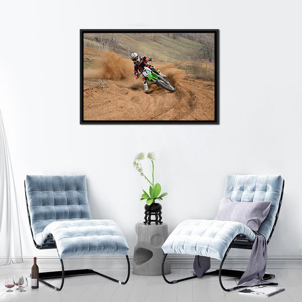 Motocross Rider Panoramic Canvas Wall Art-1 Piece-36" x 12"-Tiaracle