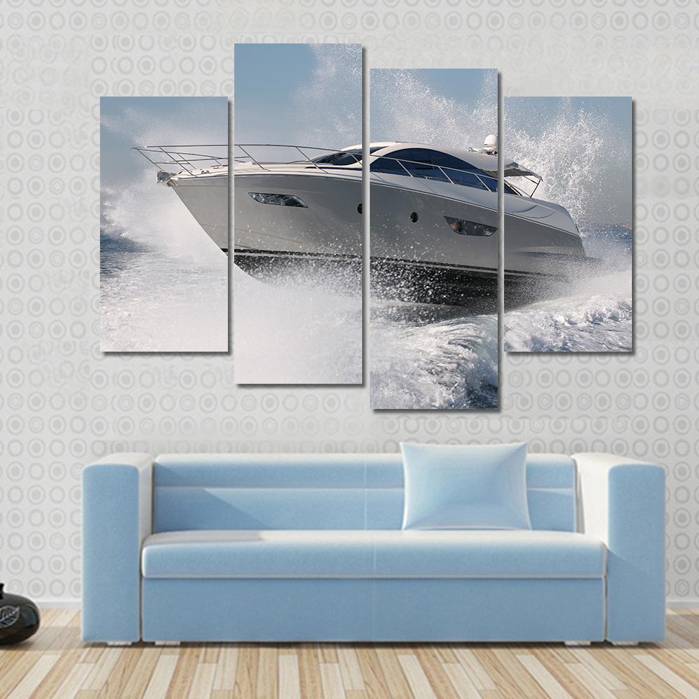 Yacht Jump Canvas Wall Art-4 Pop-Gallery Wrap-50" x 32"-Tiaracle