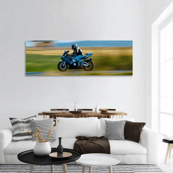 High Speed Motorbike Panoramic Canvas Wall Art-1 Piece-36" x 12"-Tiaracle