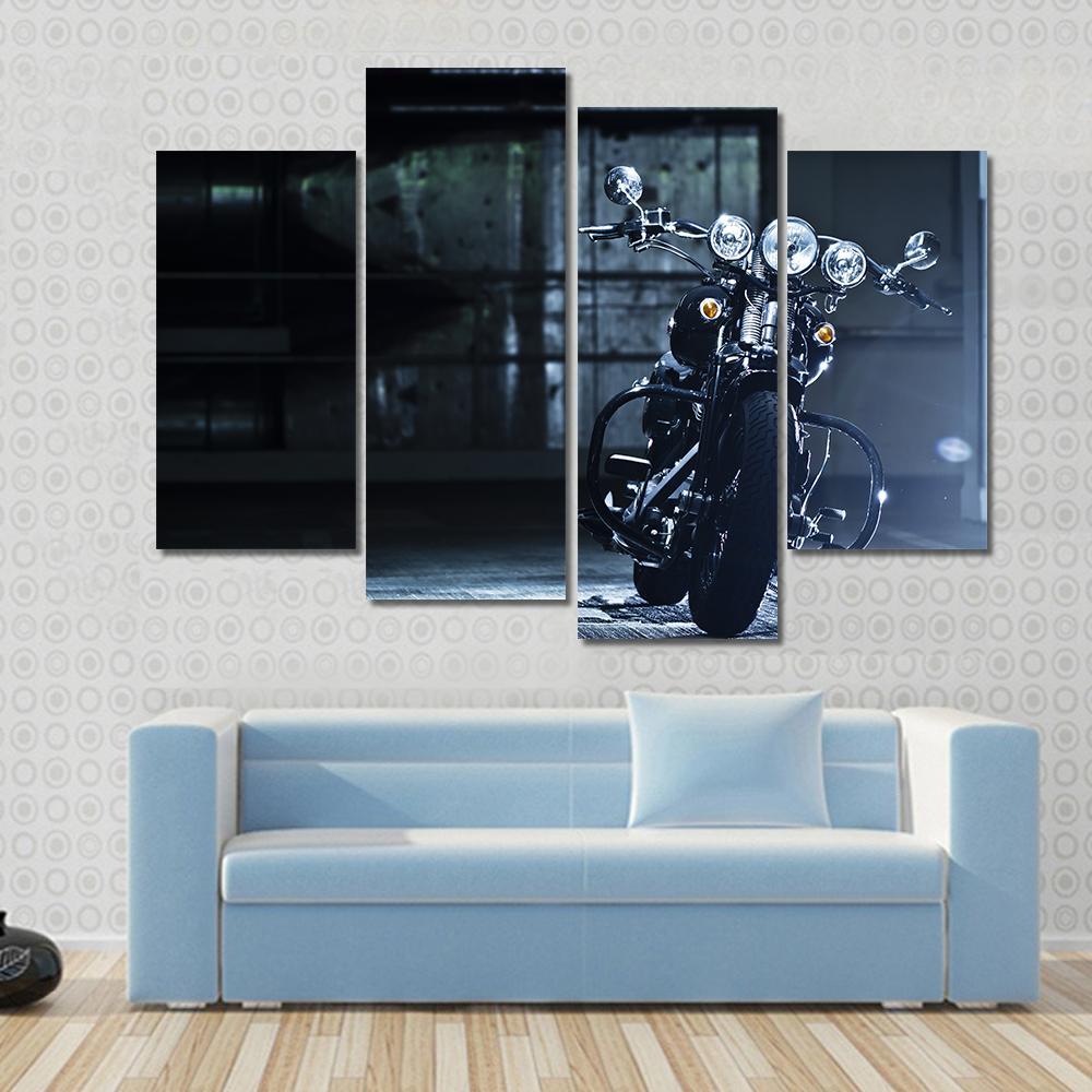 Motorbike In Garage Canvas Wall Art-4 Pop-Gallery Wrap-50" x 32"-Tiaracle