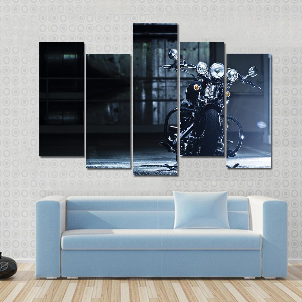 Motorbike In Garage Canvas Wall Art-5 Pop-Gallery Wrap-47" x 32"-Tiaracle