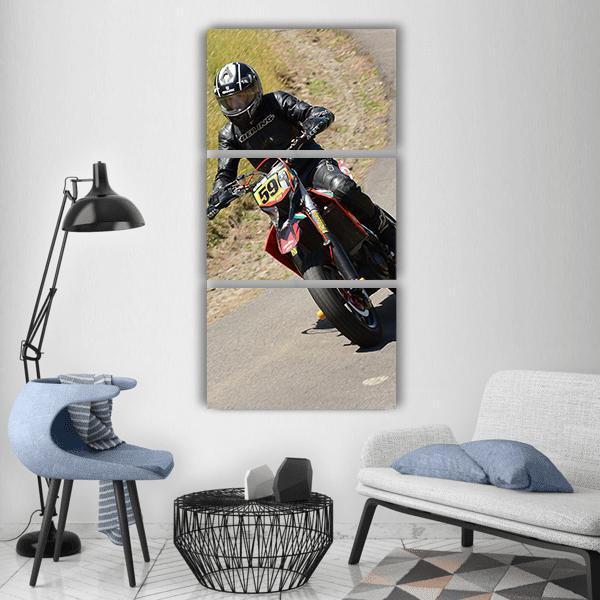 Motorbike Rider Vertical Canvas Wall Art-3 Vertical-Gallery Wrap-12" x 25"-Tiaracle