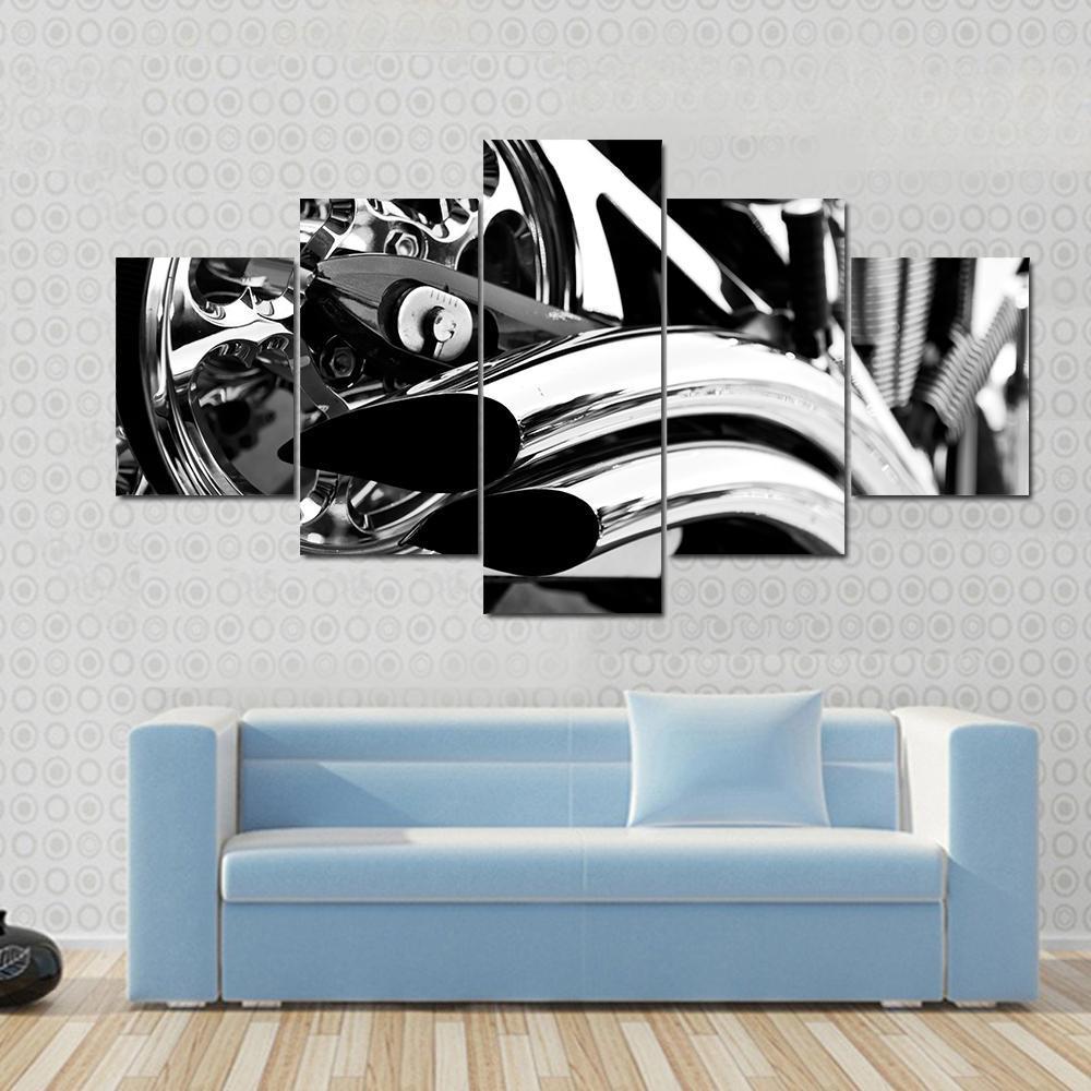 Motorbike Exhaust Pipes Canvas Wall Art-5 Star-Gallery Wrap-62" x 32"-Tiaracle