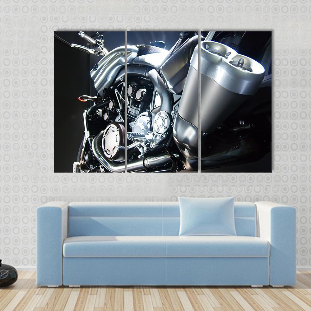Motorbike Big Exhaust Pipe Canvas Wall Art-3 Horizontal-Gallery Wrap-37" x 24"-Tiaracle