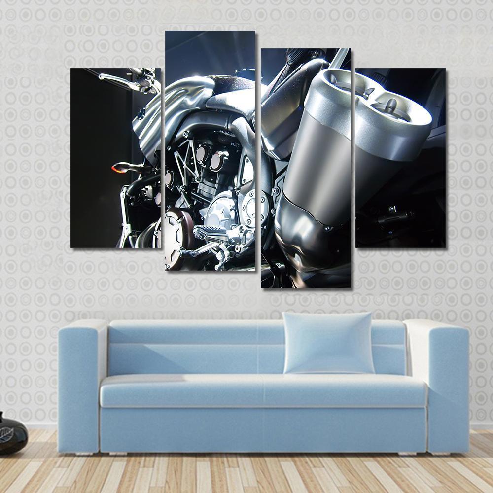 Motorbike Big Exhaust Pipe Canvas Wall Art-4 Pop-Gallery Wrap-50" x 32"-Tiaracle