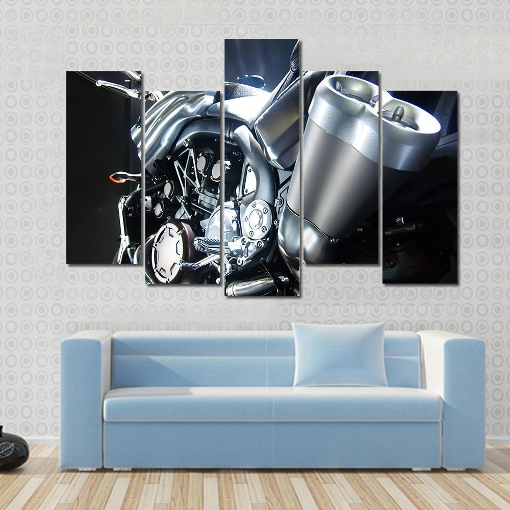 Motorbike Big Exhaust Pipe Canvas Wall Art-5 Pop-Gallery Wrap-47" x 32"-Tiaracle