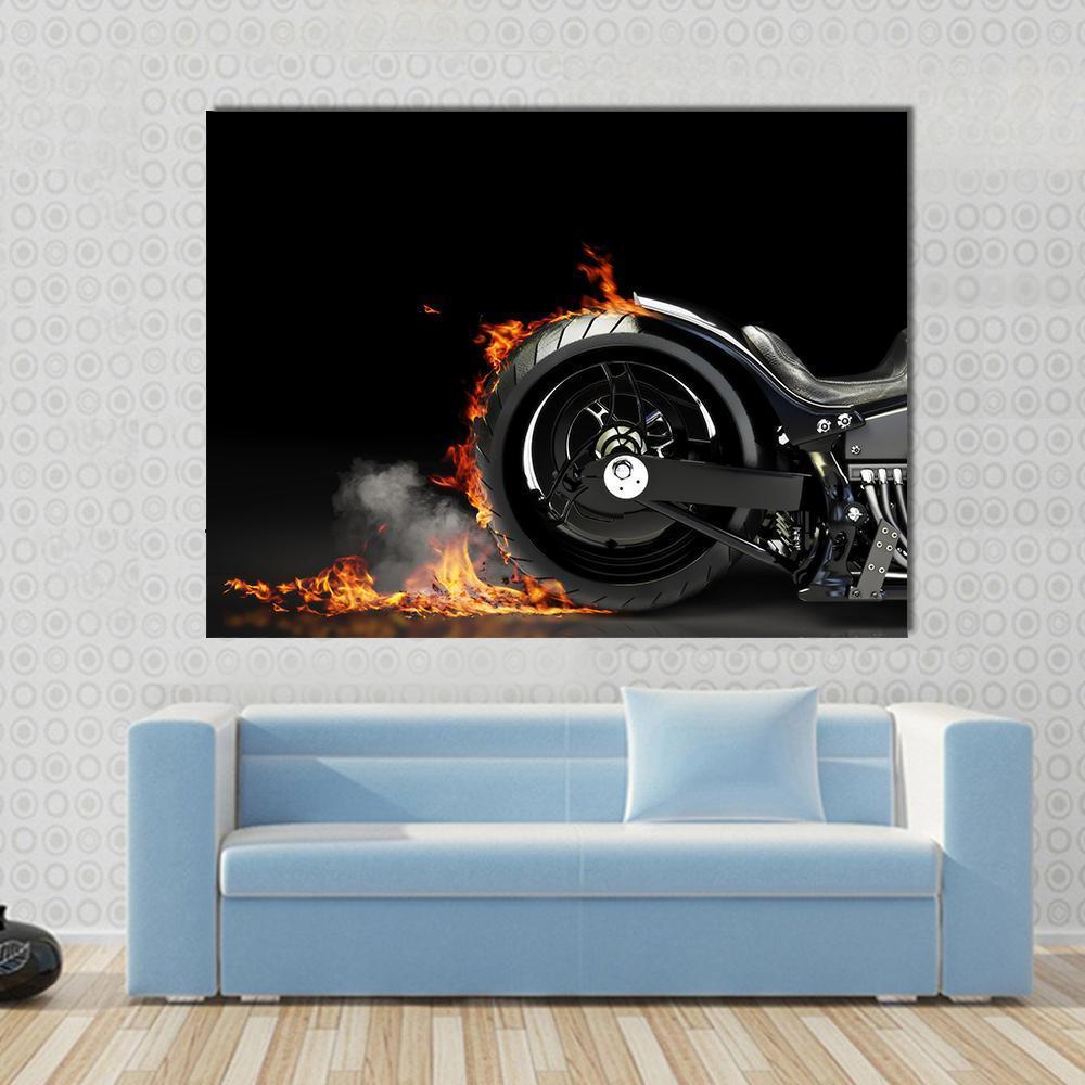 Motorcycle Burnout Canvas Wall Art-1 Piece-Gallery Wrap-48" x 32"-Tiaracle