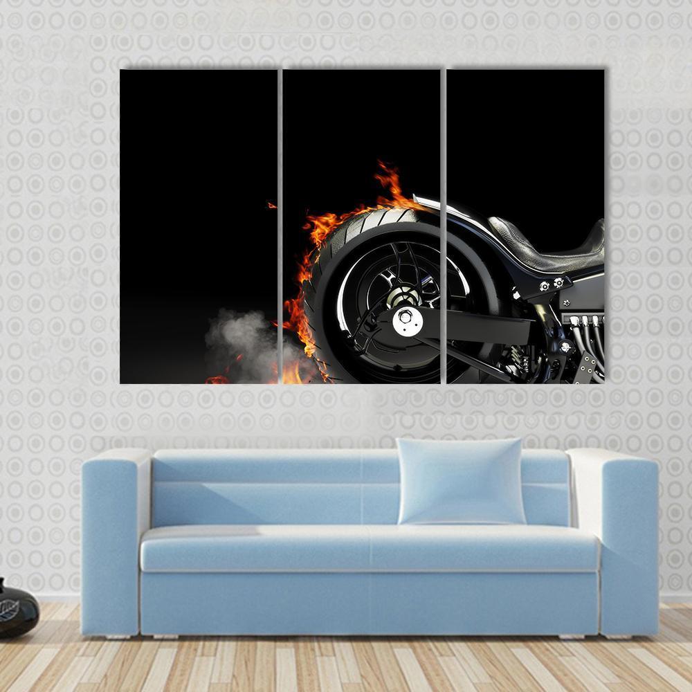 Motorcycle Burnout Canvas Wall Art-3 Horizontal-Gallery Wrap-37" x 24"-Tiaracle