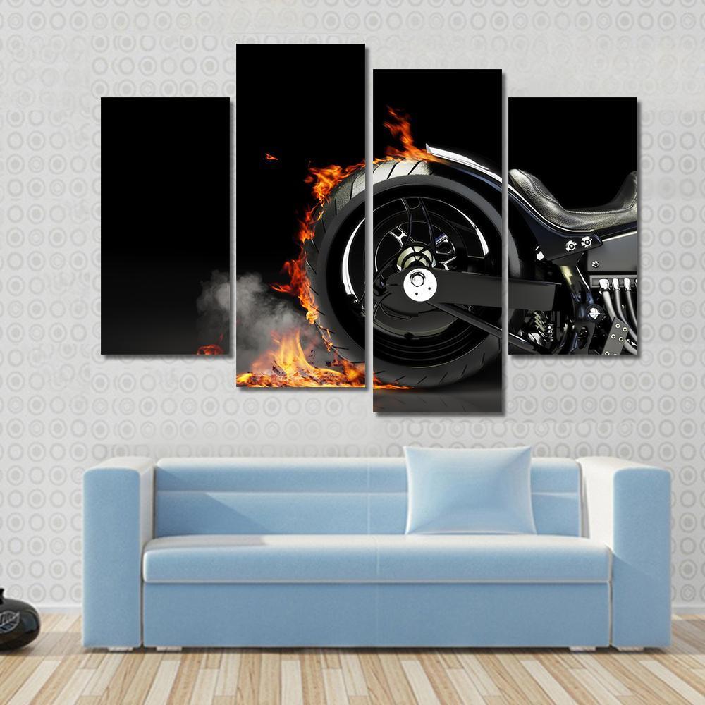 Motorcycle Burnout Canvas Wall Art-4 Pop-Gallery Wrap-50" x 32"-Tiaracle