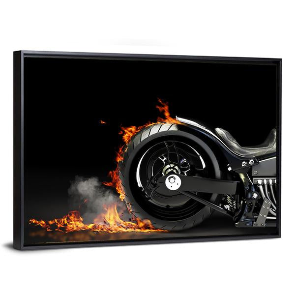 Motorcycle Burnout Canvas Wall Art-3 Horizontal-Gallery Wrap-25" x 16"-Tiaracle