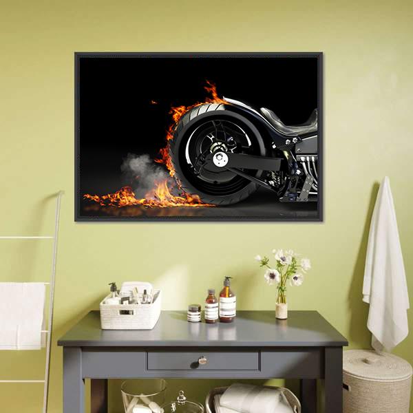 Motorcycle Burnout Canvas Wall Art-3 Horizontal-Gallery Wrap-25" x 16"-Tiaracle